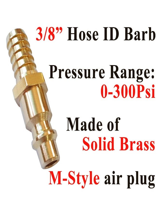 Beduan Solid Brass Air Hose Fittings 3/8" Barb Reducer Quick Connect Air Hose Fittings (Industrial Type D,5Piece) - Image 2