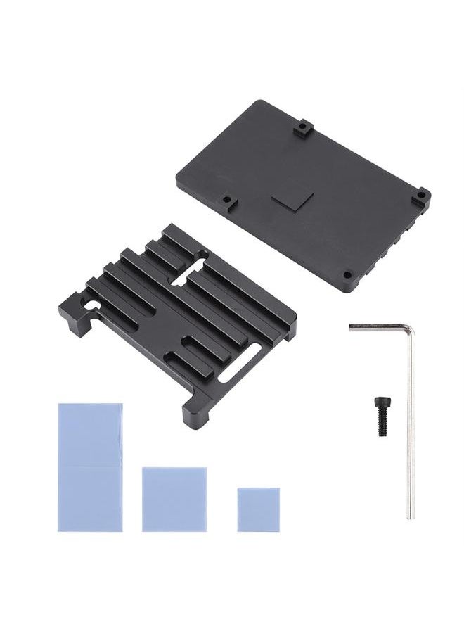 Thoraya Aluminum Alloy CNC Enclosure Case Metal Shell Compatible For Raspberry Pi 3B+ V2 (Black)  - Image 1
