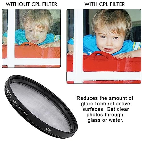 Acuvar 52MM Lens Filter Kit Bundle Pro, Includes CPL, UV, FL-D (UV, Polarizer, Fluorescent) Universal for Camera Lens + Travel Case - Image 5