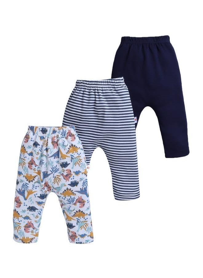 BUMZEE Baby Boys Cotton Diaper Pants/Leggings/Pyjamas Navy & White - 6-9 Months (Peb10425D-nbl) - Image 1