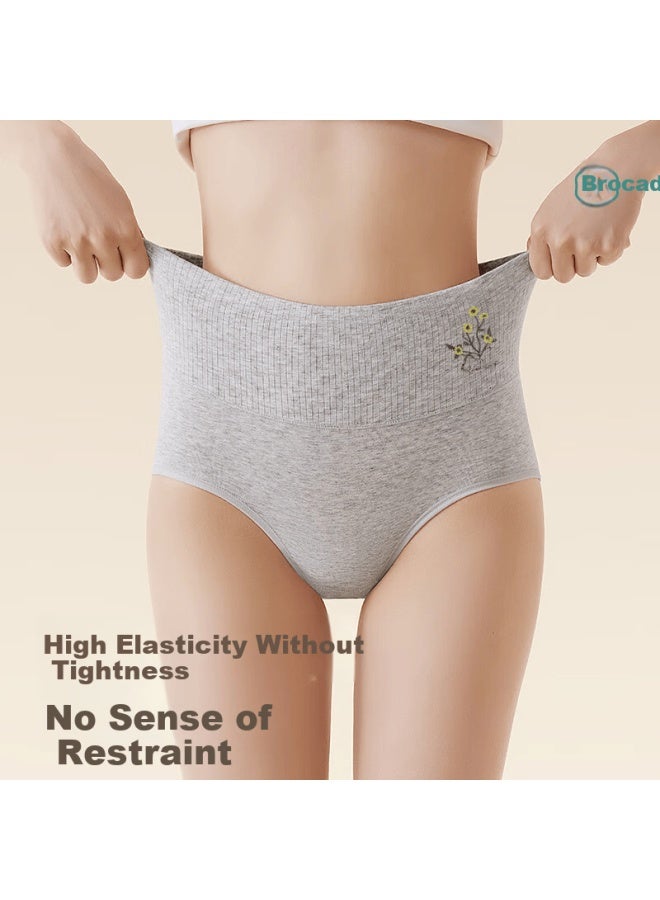 Jindu Women's Cotton Underwear Plus Size Breathable High Waist Tummy Control Mid Waist Briefs - Image 2