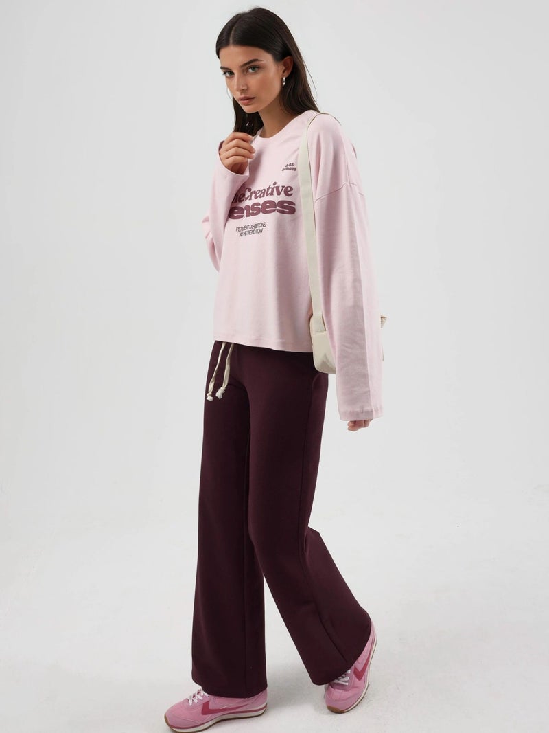 Busem Relaxed Fit Long Sleeve Crew Neck Back Printed Top - Image 3