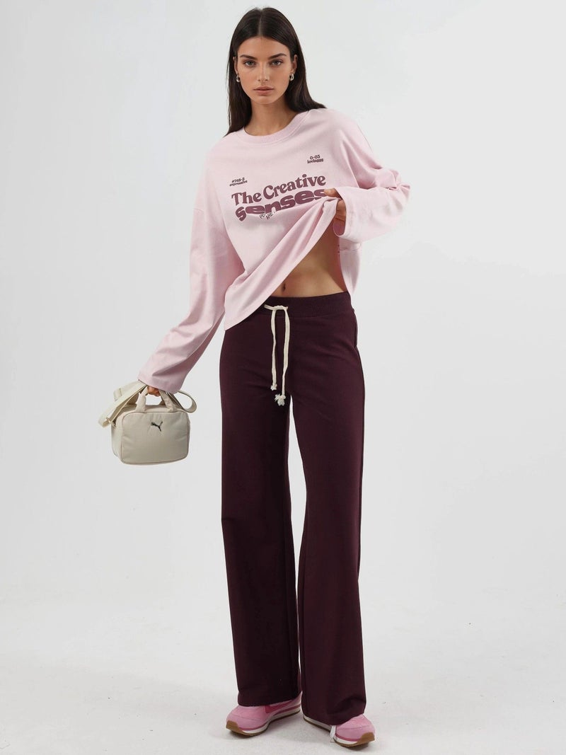 Busem Relaxed Fit Long Sleeve Crew Neck Back Printed Top - Image 5