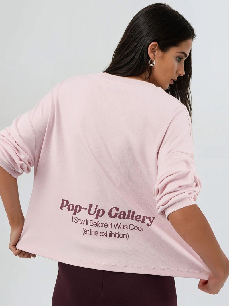 Busem Relaxed Fit Long Sleeve Crew Neck Back Printed Top - Image 1