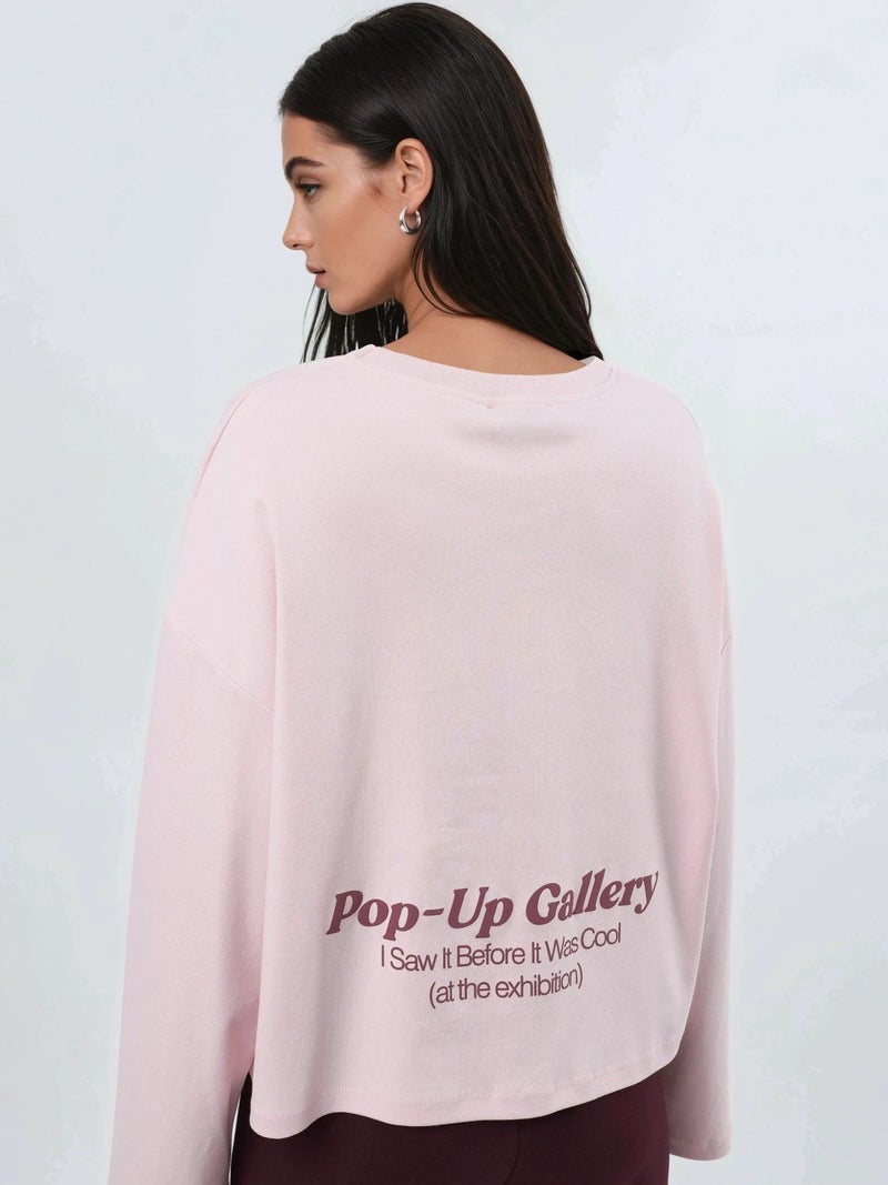 Busem Relaxed Fit Long Sleeve Crew Neck Back Printed Top - Image 4