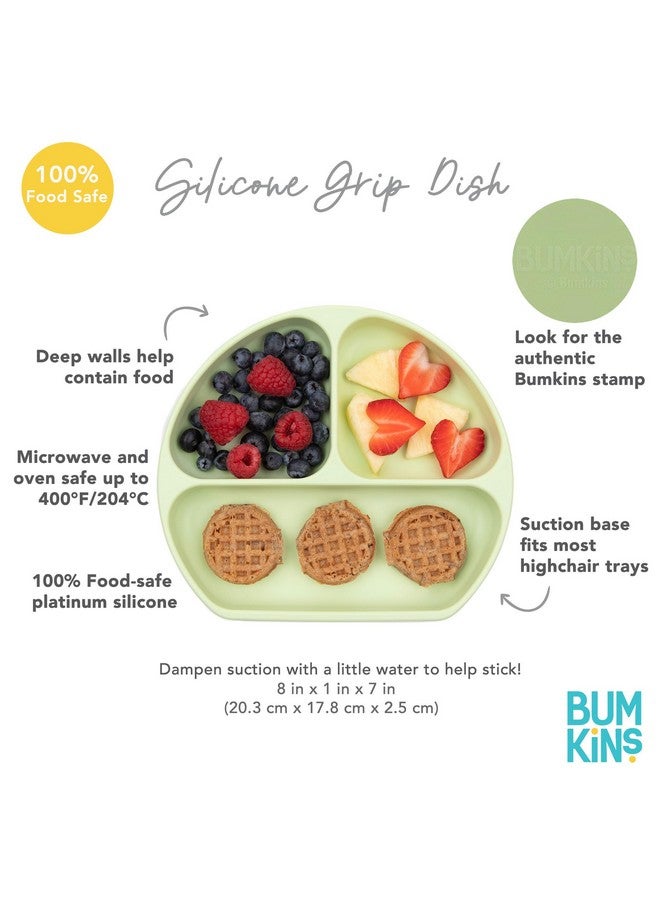 Bumkins Toddler and Baby Suction Plate, Divided Grip Dish for Babies and Kids, Baby Led Weaning, Feeding Supplies, Sticks to Tables and Highchairs, Platinum Silicone, for Chidren 6 Months, Pink - Image 4