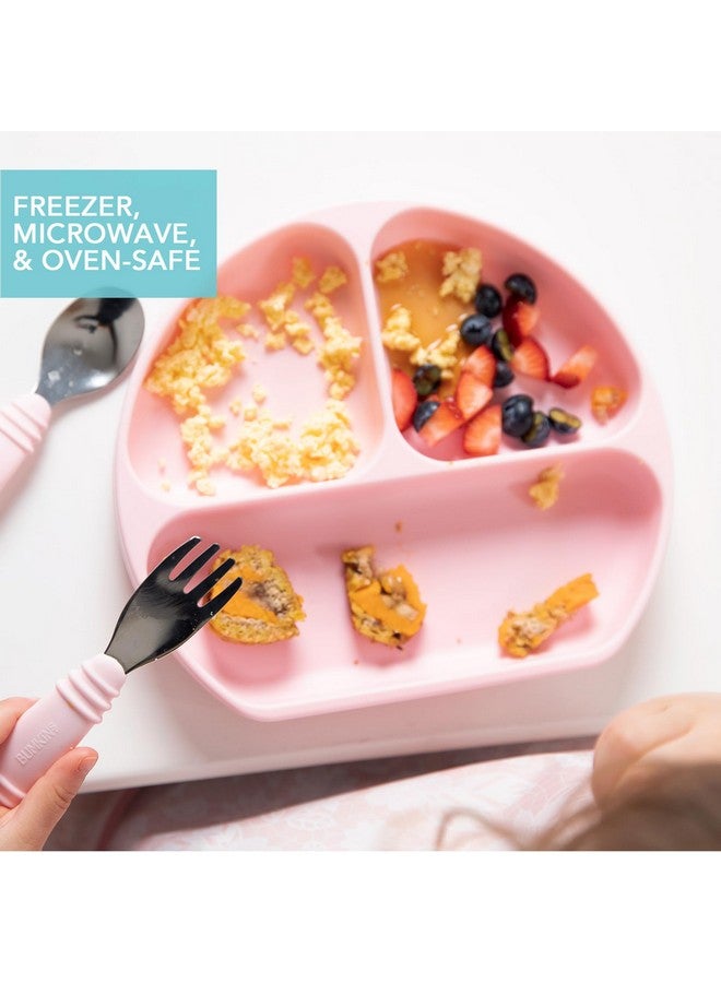 Bumkins Toddler and Baby Suction Plate, Divided Grip Dish for Babies and Kids, Baby Led Weaning, Feeding Supplies, Sticks to Tables and Highchairs, Platinum Silicone, for Chidren 6 Months, Pink - Image 3