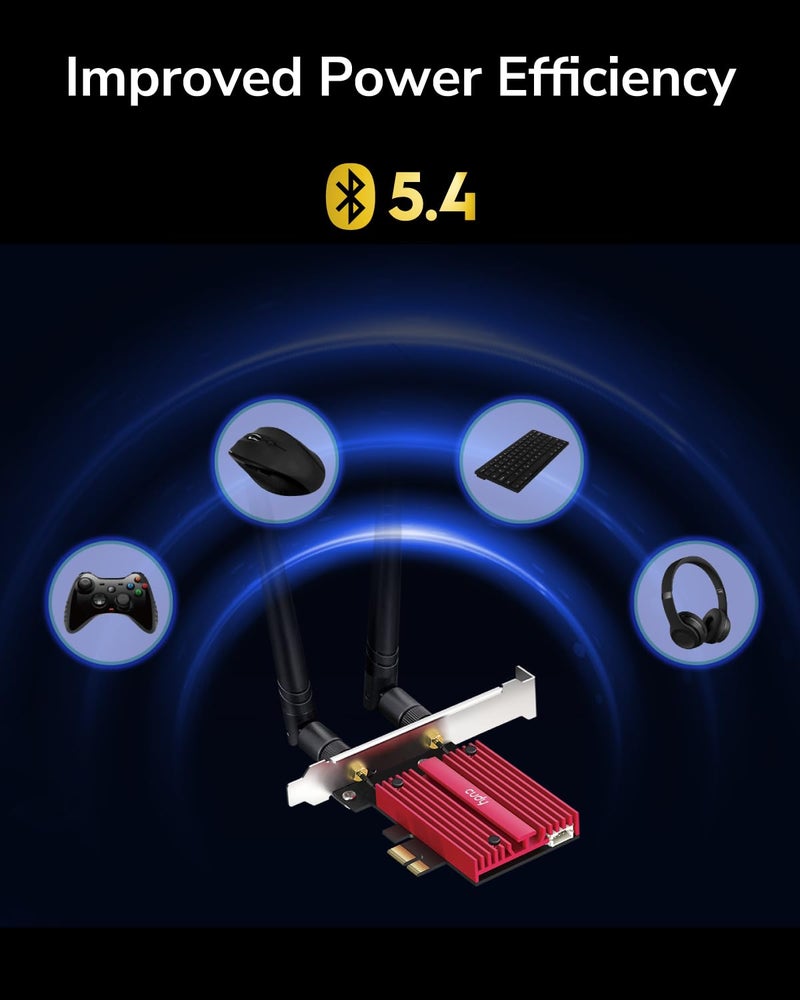 Cudy WiFi 7 BE9300 WE9300 PCIe WiFi Card for PC, 6GHz Tri-Band Wireless Adapter, Intel BE200 Chipset, Bluetooth 5.4, WPA3, Easy Installation - Image 4