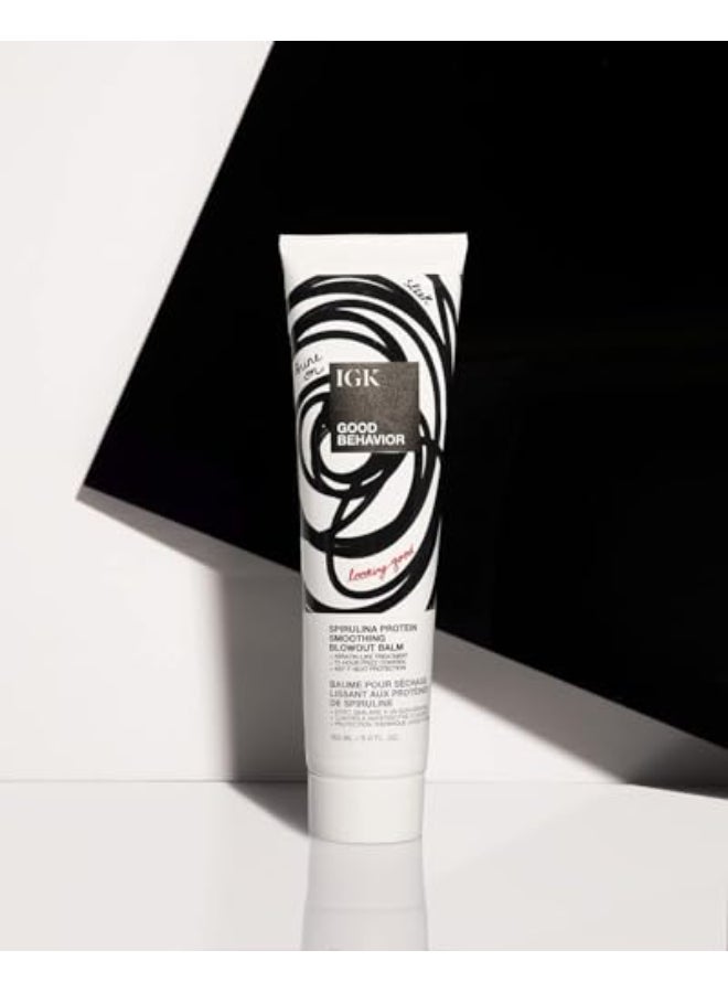 IGK GOOD BEHAVIOR Spirulina Protein Smoothing Spray AntiFrizz Smoothing Blowout Balm Keratin Like Treatment Frizz Control Heat Protectant Vegan Cruelty Free - Image 3