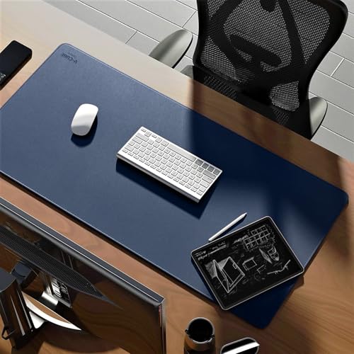 V-CUBE DESIGNS Premium Vegan Leather Desk Mat 90X45cm 2.4mm Thick&Padded|Laptop Mat/Extended Mouse Pad/Stitched, Reversible, Sturdy Deskspread with High Tear/Peel Strength|Anti-Slip,Splash-Proof|Blue - Image 5