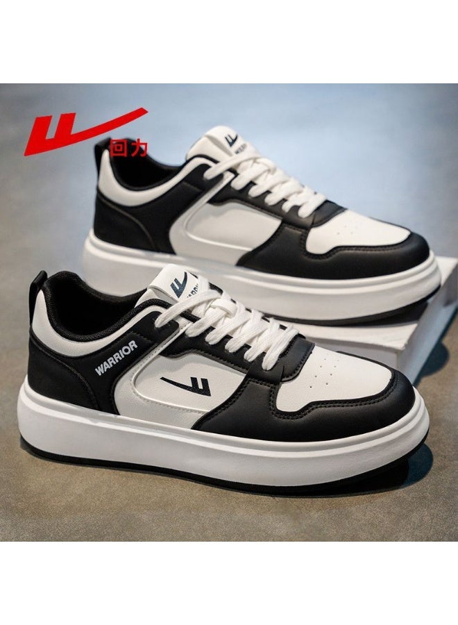 Warrior Black and White Color-Block Platform White Shoes 2025 New Style Versatile Casual Shoes Trendy Sports Sneakers
