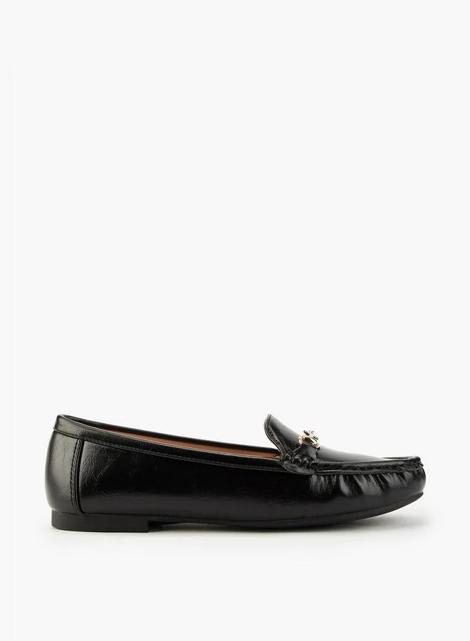 Flora Bella By Shoexpress Solid Slip-On Loafers with Metallic Accent