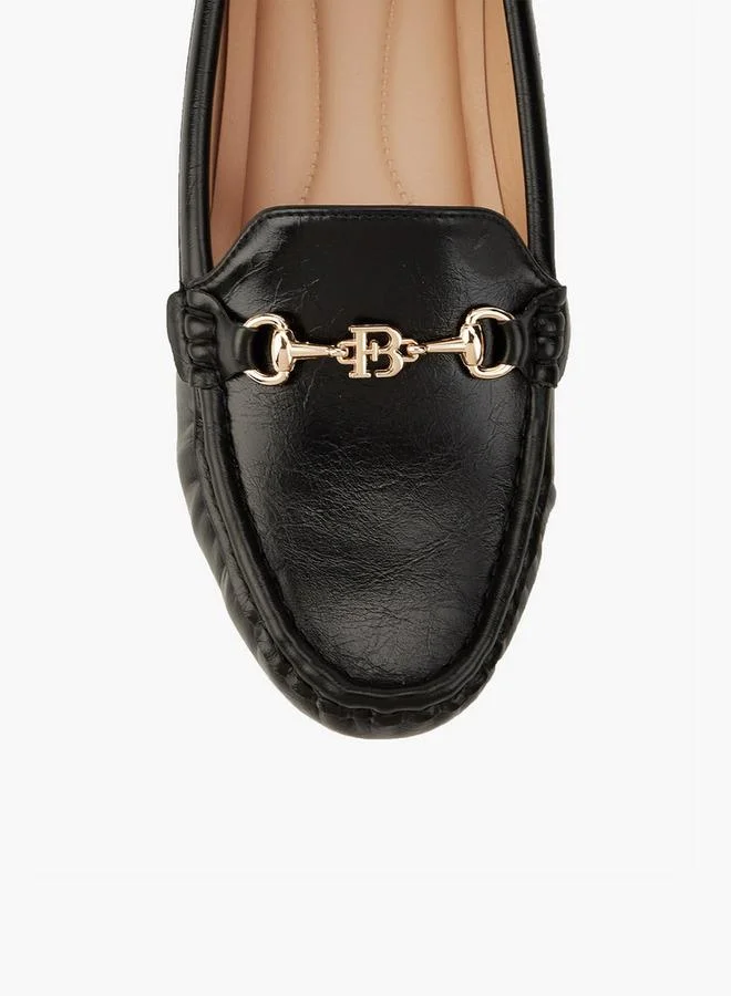 Flora Bella By Shoexpress Solid Slip-On Loafers with Metallic Accent
