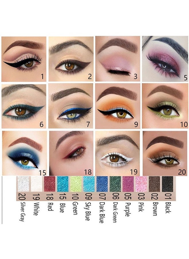 evpct 12Pcs Green Blue White Black Brown Purple Color Gel Glitter Eyeliner Pencils Set For Women Waterline Waterproof Smudge Proof Lapiz De Ojos Delineador De Ojos Contra El Agua Eye Liner Makeup 1  - Image 4