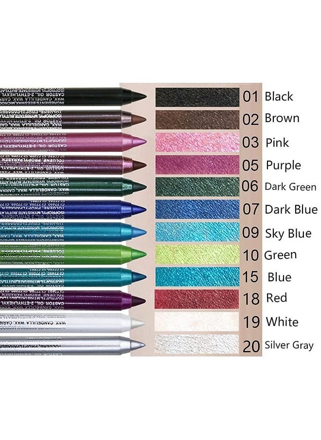 evpct 12Pcs Green Blue White Black Brown Purple Color Gel Glitter Eyeliner Pencils Set For Women Waterline Waterproof Smudge Proof Lapiz De Ojos Delineador De Ojos Contra El Agua Eye Liner Makeup 1  - Image 3