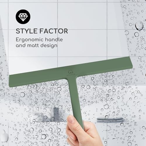 GÜTEWERK Shower Squeegee for Glass Doors, Silicone Window Squeegee, Bathroom and Glass Cleaning - Green - 11 Inch - Image 3