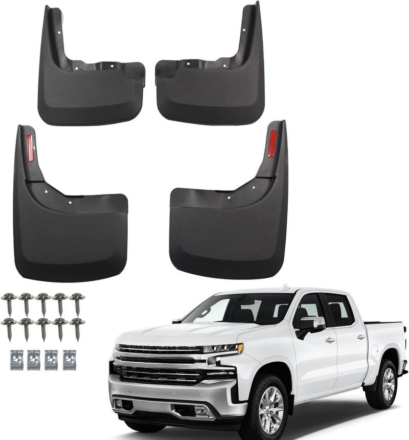 RMOURTEKK Mud Flaps Compatible with 2019-2023 2024 Chevy Silverado 1500(Excludes ZR2, LT Trail Boss, Custom Trail Boss) Custom Front and Rear Mud Guard Set (4pcs-Set) - Image 1