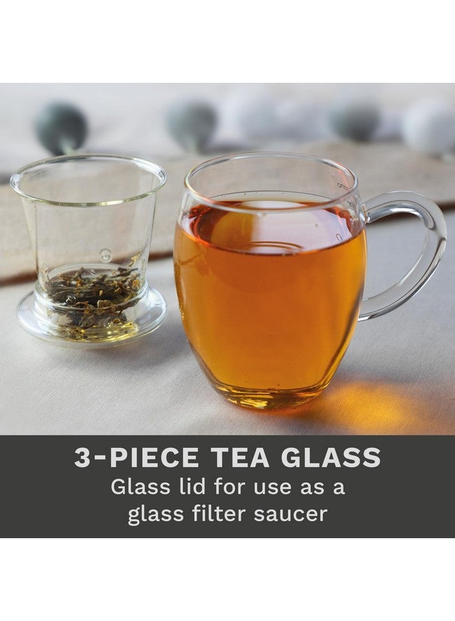 CREANO Creano Tea Glass with Infuser and Lid 400ml - Large Tea Cup - Microwave & Dishwasher Safe - Loose Leaf Tea Maker Gift Set  - Image 3