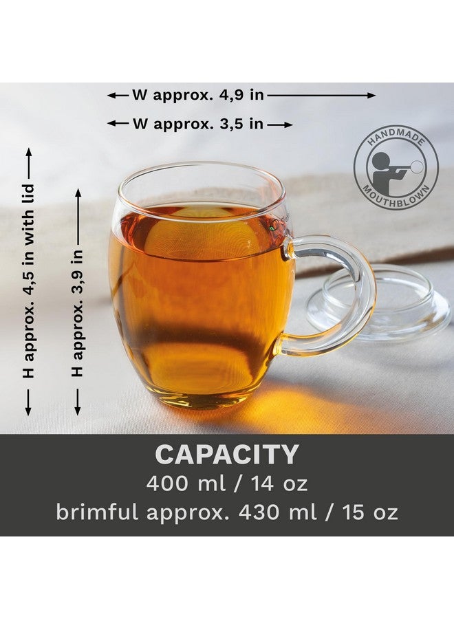 CREANO Creano Tea Glass with Infuser and Lid 400ml - Large Tea Cup - Microwave & Dishwasher Safe - Loose Leaf Tea Maker Gift Set  - Image 4