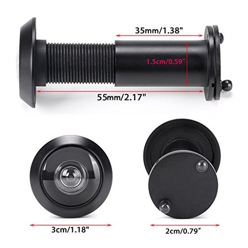 Sumnacon Safety Door Viewer,Solid Brass 220-degree Door Viewer/Peephole with Heavy Duty Rotating Privacy Cover for 1-3/8" to 2-1/6" Doors, Sturdy Door Viewer for Home Office Hotel (Black) - Image 2