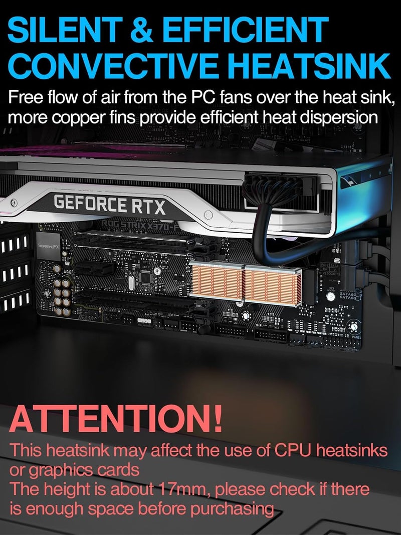 جيي JEYI M.2 2280 ssd m2 ps5 مشتت حراري وتركيب للكمبيوتر الشخصي لمحركات أقراص M.2 PCIe NVMe SSD أو NGFF SATA M2 SSD بما في ذلك وسادة حرارية M.2 - Image 5