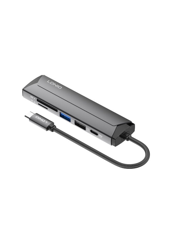 لدنيو محطة إرساء متعددة الوظائف LDNIO DS-56H USB-C PD100W USB-C Type-C إلى PD3.0 HDMI USB2.0 SD TF منفذ بيانات - Image 3