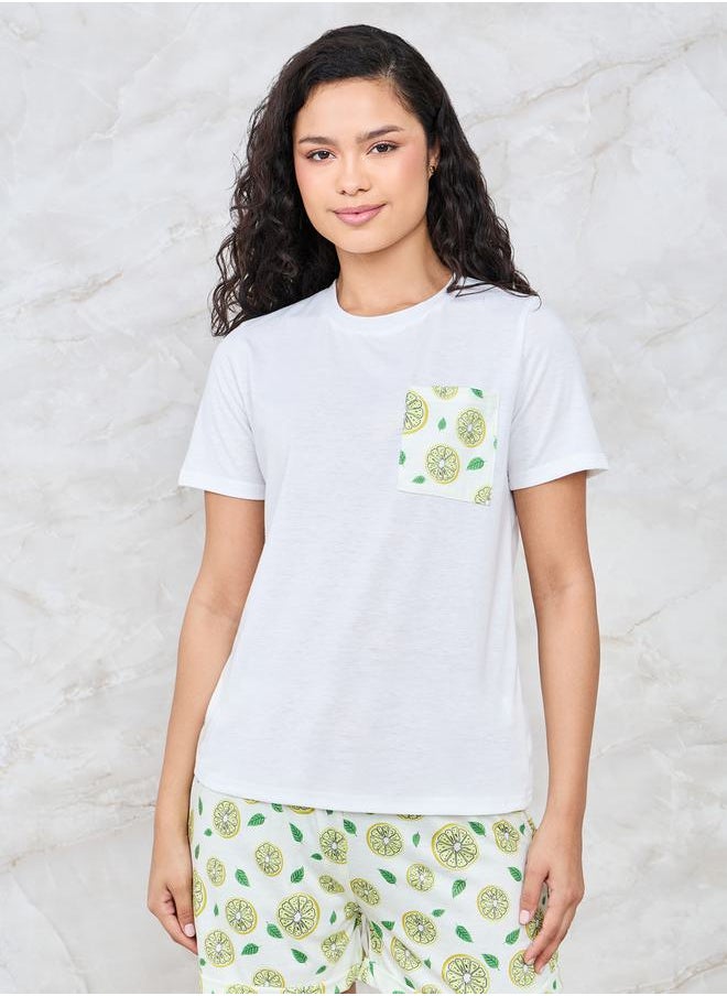 Styli - Lemon Pocket Print T-Shirt & Shorts Set - Image 1
