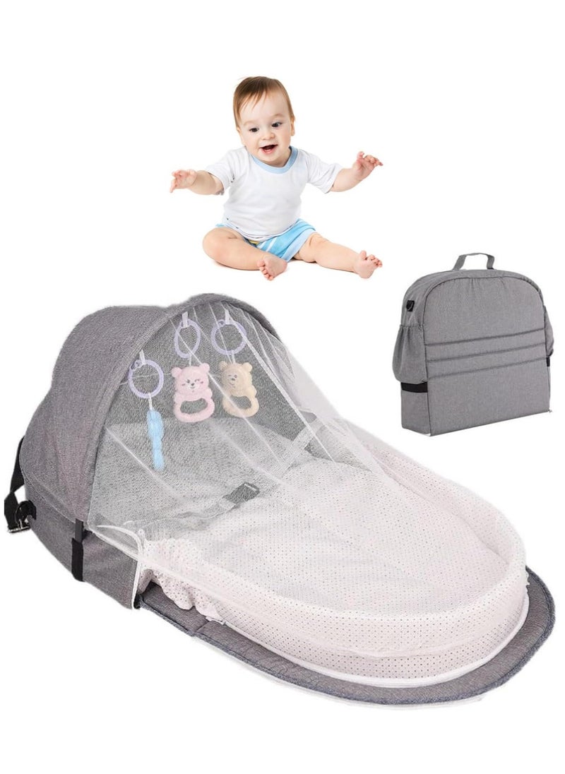 RATSAW Baby Bed Portable Baby Bed Foldable Infant Crib With Cartoon Toys Detachable Cotton Cover Suitable for Travel and Home Use Easy to Carry  - Image 1