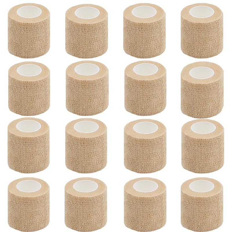 Clooflar 16 Pack Self Adhesive Bandage Wrap, 2" X 5 Yards Beige Elastic Cohesive Bandage Wrap for Sports, Wrist, Ankle and Vet Wrap,Grip Tape - Image 1