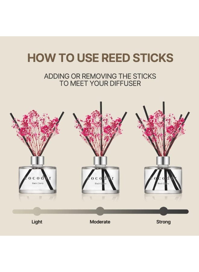 كوكودور ناشر الروائح بالعيدان من Cocod'or مع زهرة حقيقية محفوظة / تشيري أسود / 6.7 أونصة (200 مل) / عبوة واحدة / مجموعة ناشر الزيت والعيدان، ديكور للمنزل والمكتب، عطر وهدايا - Image 3