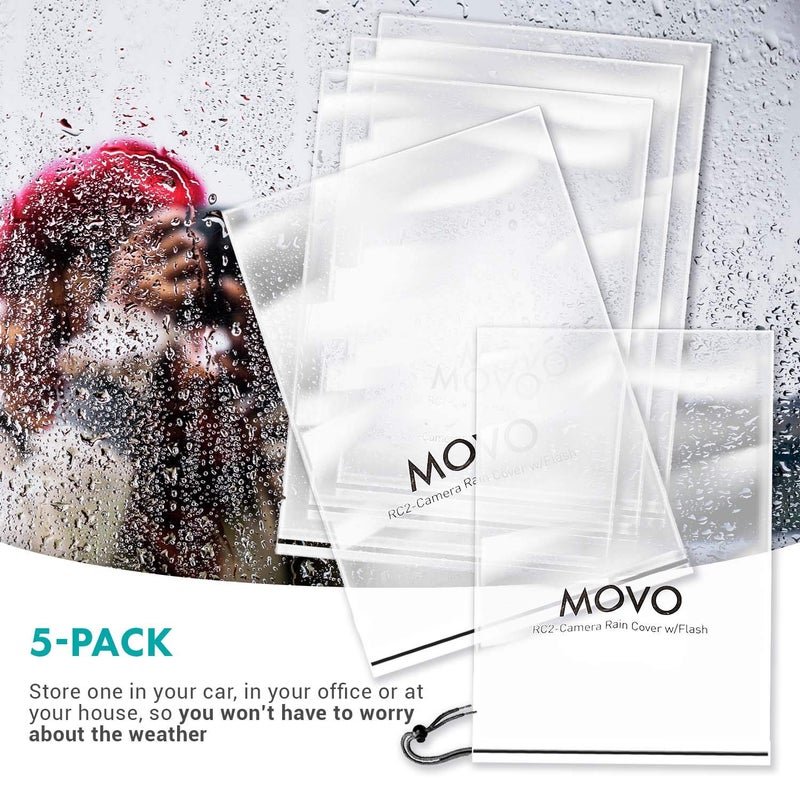 Movo (5 Pack) RC1 Clear Rain Cover for DSLR Camera and Lens up to 18" Long - Image 3