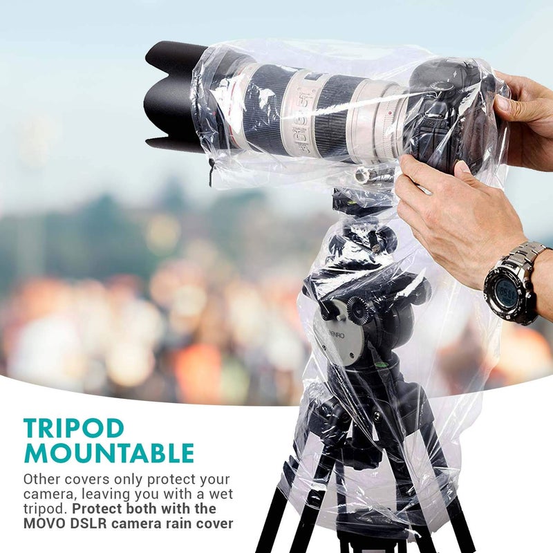 Movo (5 Pack) RC1 Clear Rain Cover for DSLR Camera and Lens up to 18" Long - Image 2