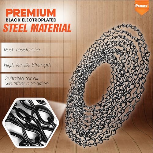 PAMAZY Upgraded 79 Black Electroplated Steel Hanging Chain with SHooks Snap Hooks Ceiling Hooks Pliers 33LBS Load Capacity Adjustable Length for Hanging Bird Feeders Planters Lanterns Billboards - Image 3