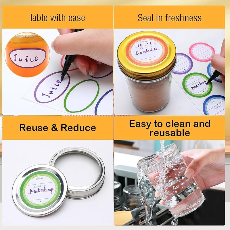 Datttcc Mason Jars 8oz, Canning jars, Half Pint Canning Jars with Regular Airtight Lids,Jelly Jars with Labels, Sponge Brush, Pen, Red Hemp Rope, 24 Pack - Image 4