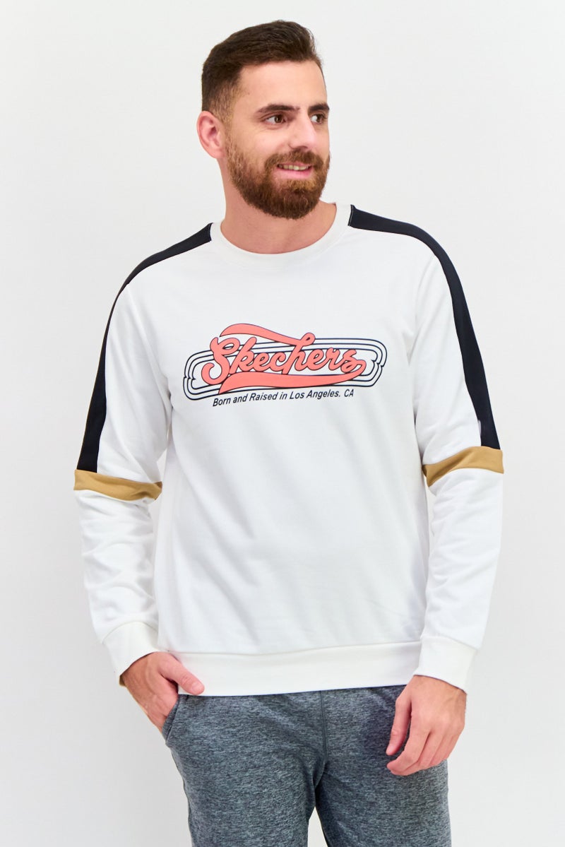 SKECHERS Men Sportwear Fit Graphic Long Sleeves Outdoor Sweatshirt, White  - Image 1