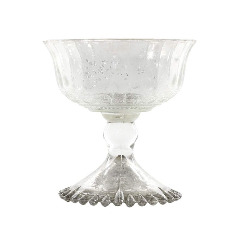 Koyal Wholesale 4.5 - Inch Antique Silver Glass Compote Bowl Pedestal Flower Bowl Centerpiece - Image 1
