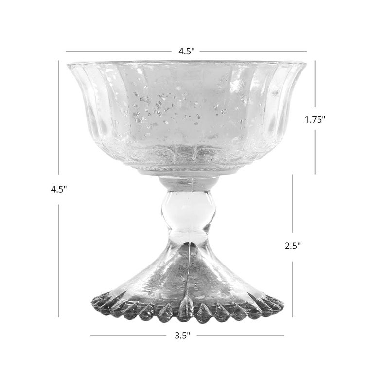 Koyal Wholesale 4.5 - Inch Antique Silver Glass Compote Bowl Pedestal Flower Bowl Centerpiece - Image 3