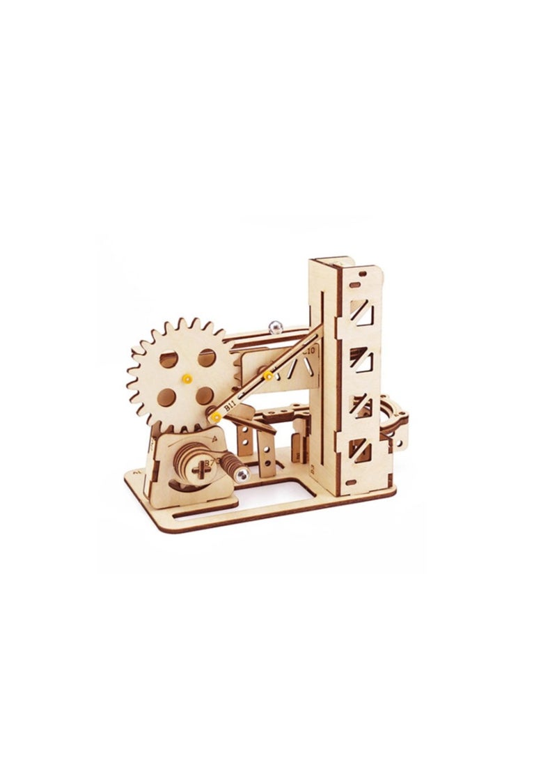 3D Wooden Puzzles, Hand Cranked Marble Run Wooden Model Kits, Assembly 3D Puzzles Mechanical Model Kits- Ladder - Image 1
