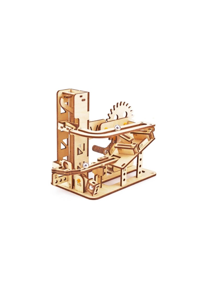 3D Wooden Puzzles, Hand Cranked Marble Run Wooden Model Kits, Assembly 3D Puzzles Mechanical Model Kits- Ladder - Image 3