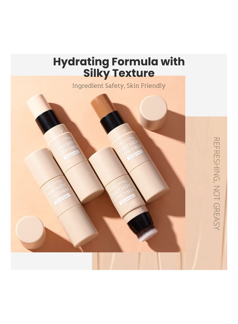 SYOSI 2 PCS Contour Highlighter Stick with Brush -Bronzer Pen, Face Brightens Shades Pencil, Highlighting Shade, Highlight Shaping Stick, Waterproof, Longwear Makeup(01 and 04) - Image 4