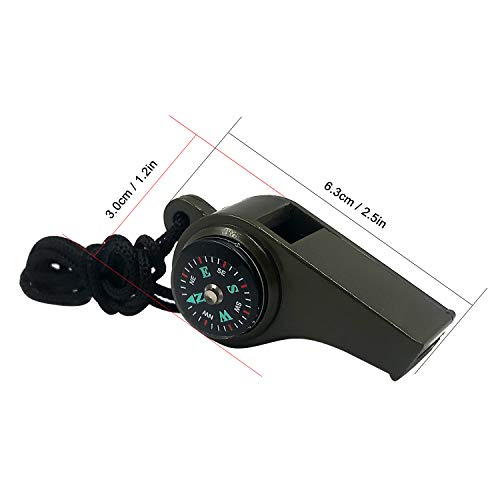 MeiNvShe 2 Pack Emergency Survival Whistle, 3-in-1 Emergency Whistles with Compass and Thermometer, Loud Safety Whistle with Lanyard for Outdoor Hiking (Green) - Image 2