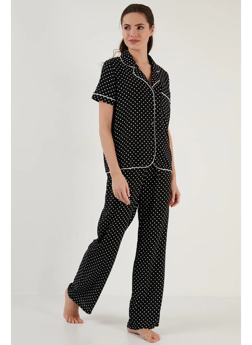 Lela Polka Dot Comfortable Cut Shirt Collar Short Sleeve Pajama Set Women's Pajama Set 6110102