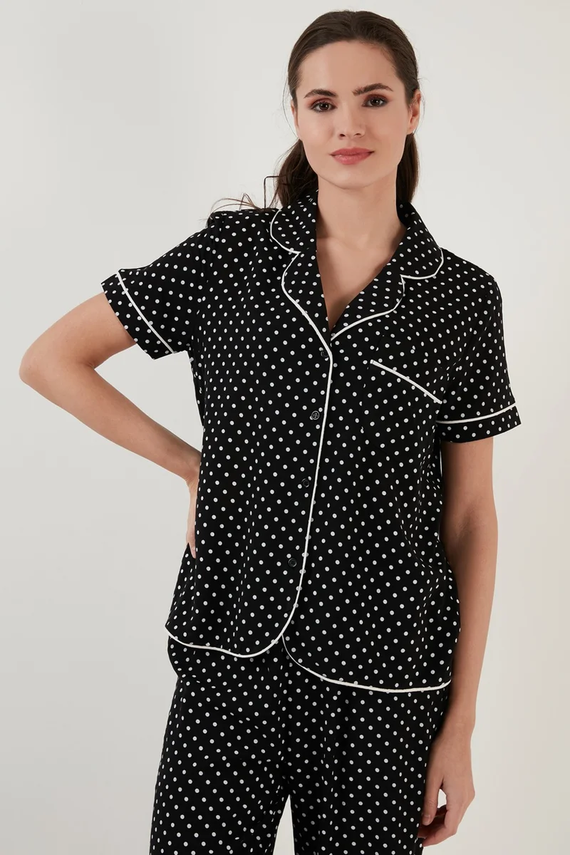 Lela Polka Dot Comfortable Cut Shirt Collar Short Sleeve Pajama Set Women's Pajama Set 6110102