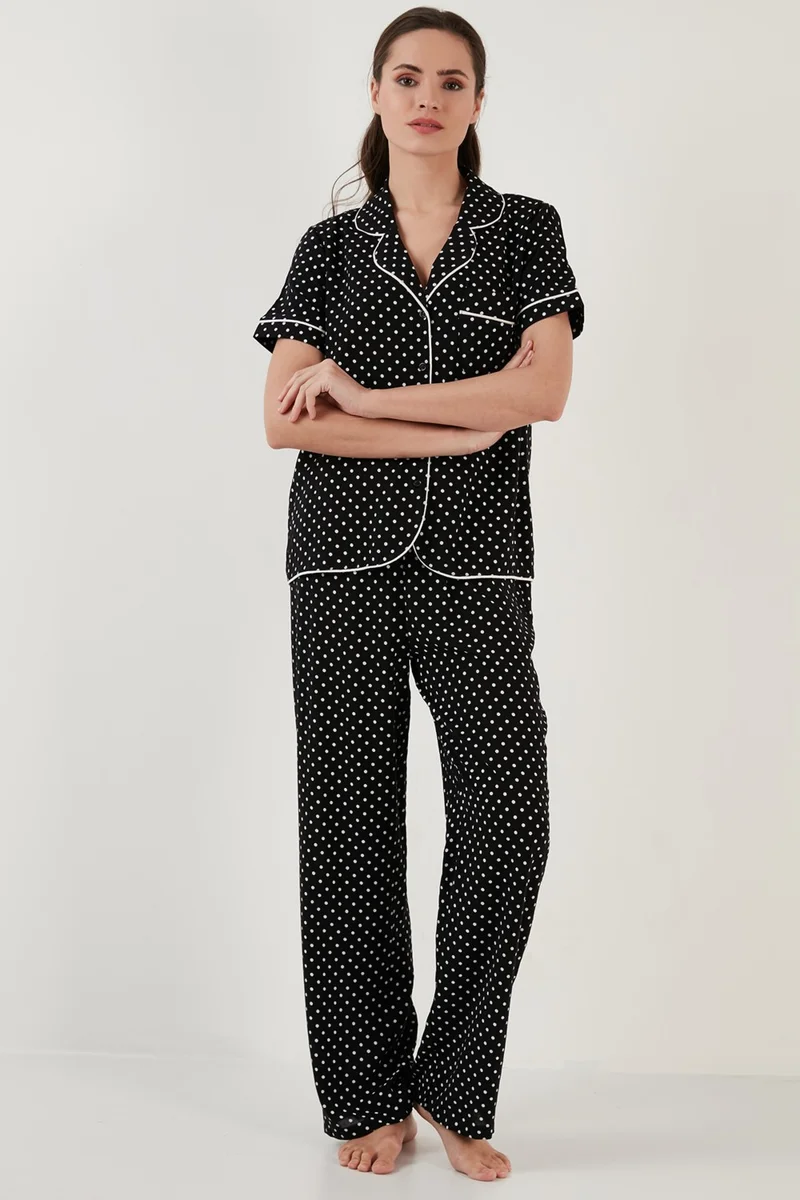 Lela Polka Dot Comfortable Cut Shirt Collar Short Sleeve Pajama Set Women's Pajama Set 6110102