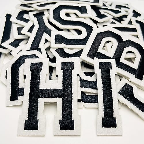 Jongdari Iron on Letters, 52 Pcs Alphabet Patches with Ironed Adhesive, Decorate Repair Patches for Shirts Jackets Hats Jeans Shoes Bags(Black) - Image 1