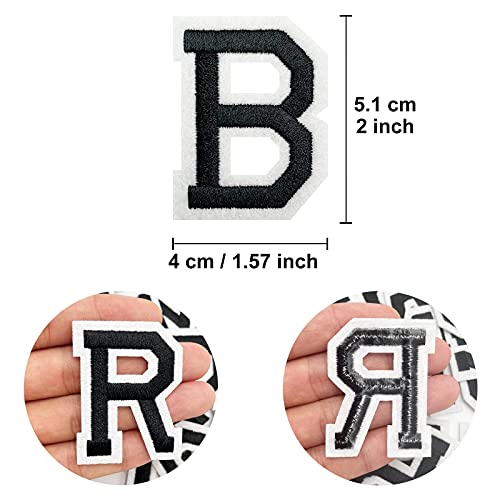 Jongdari Iron on Letters, 52 Pcs Alphabet Patches with Ironed Adhesive, Decorate Repair Patches for Shirts Jackets Hats Jeans Shoes Bags(Black) - Image 2