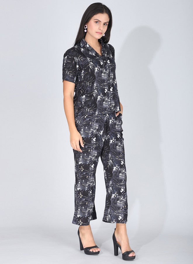 FIMS Notched Lapel Collar Printed Shirt with Trouser - Image 3