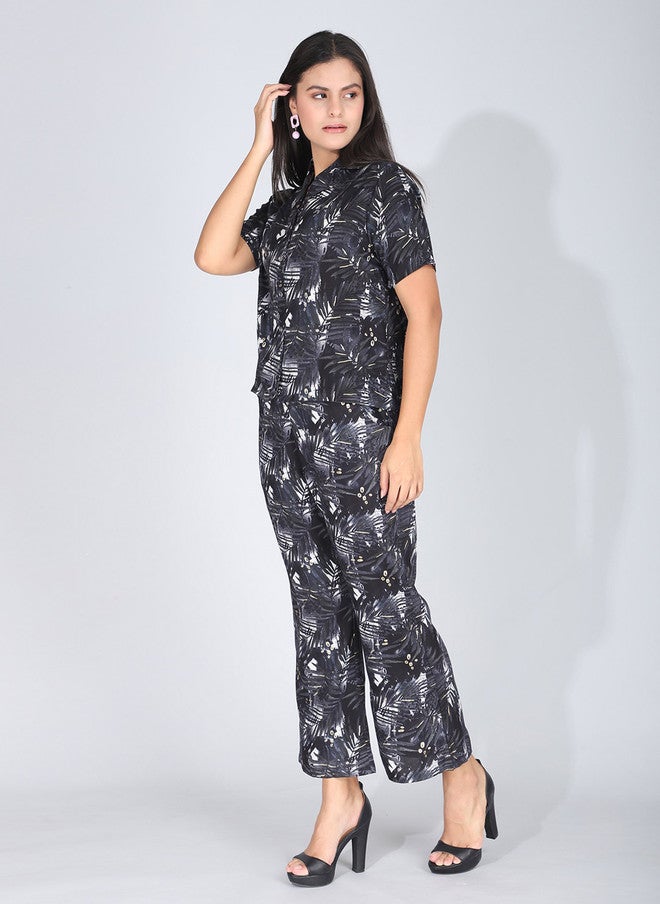 FIMS Notched Lapel Collar Printed Shirt with Trouser - Image 4