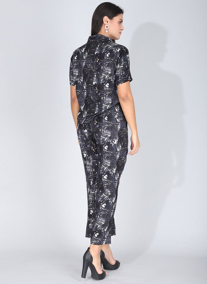 FIMS Notched Lapel Collar Printed Shirt with Trouser - Image 5