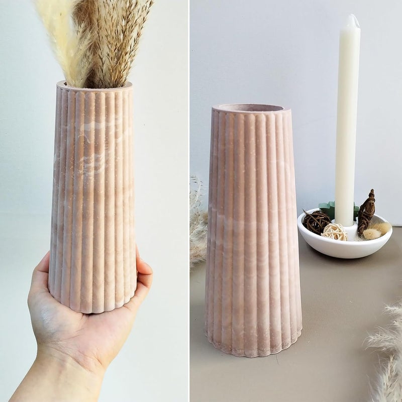 Snoogg Striped Vase Silicone Mold for Resin Casting 8 inch Tall Flower Pot Mould for Epoxy Gypsum Concrete Cement Wax Candles DIY Pen Holder Home Decor Art Craft - Image 2